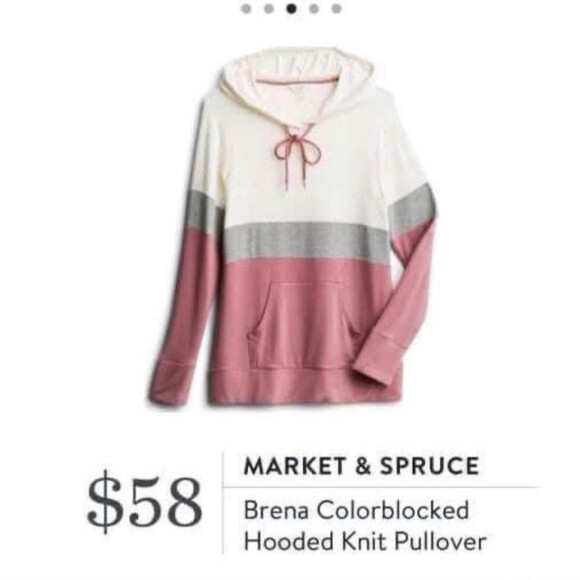 Market & Spruce Brena colorblock hooded knit pullover hoodie soft stretchy sz Lg - Picture 5 of 5
